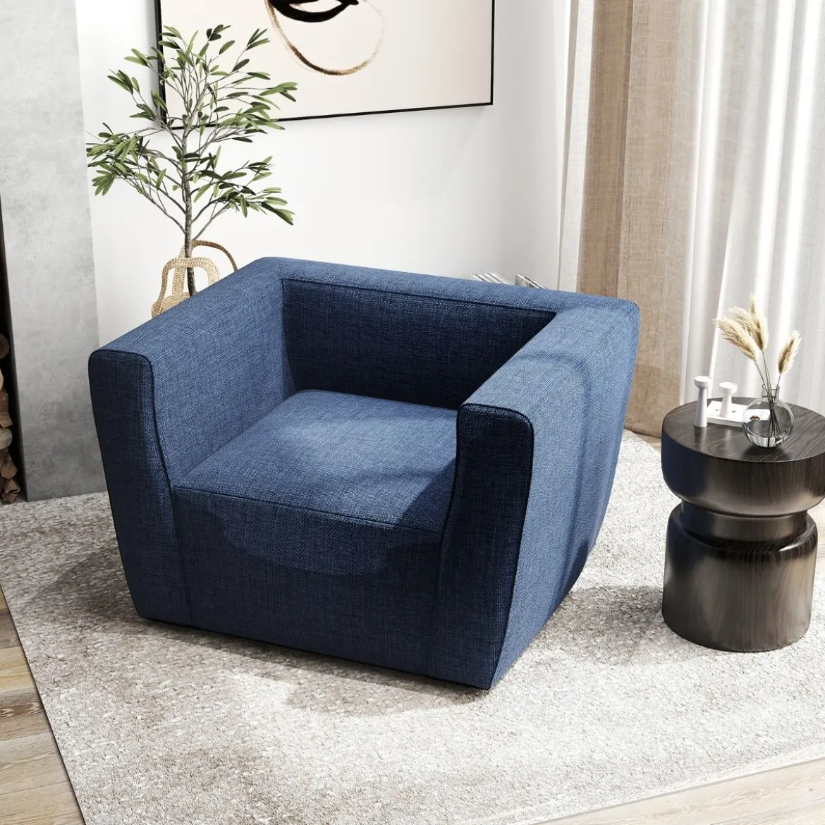 Aufblasbares Sofa tragbares aufblasbares Sofa mit abnehmbarem Bezug breite Armlehnen Blau