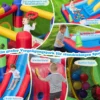 Aufblasbares Sprung Haus mit 680W Gebläse Sprungburg mit Rutsche & Ball-Pit 480 x 325 x 210 cm