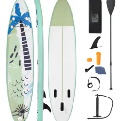 Aufblasbares Stand Paddle Board Stand Up Surfbrett Schwimmendes Board 335 x 76 x 16 cm Grün