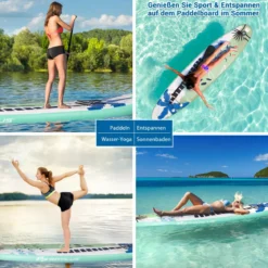 Aufblasbares Stand Paddle Board Stand Up Surfbrett Schwimmendes Board 335 x 76 x 16 cm Grün