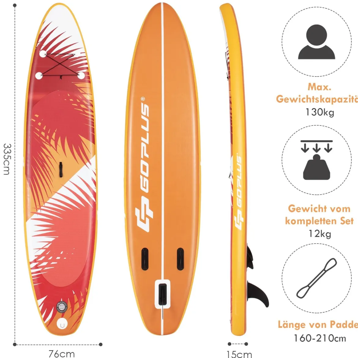 Aufblasbares Stand Up Paddle Board Aufblasbares Stand Up Paddle Board 335 x 76 x 15 cm Orange