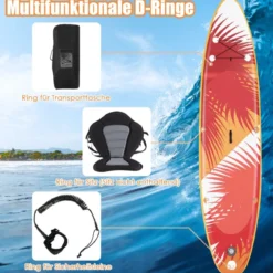 Aufblasbares Stand-up-Paddle-Board mit SUP-Zubehör Rucksack verstellbares Paddel 325 x 76 x 15 cm Orange