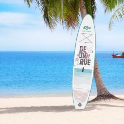 Aufblasbares Stand-up-Paddle-Board mit Rucksack Handpumpe verstellbares Paddel Sicherheitsleine Blau