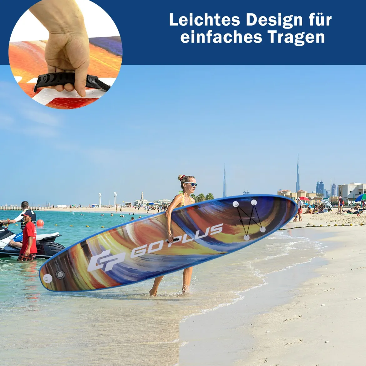 Aufblasbares Stand Up Surfboard verbreitertes Board 320 x 76 x 15 cm Sternenhimmel-Muster Bunt