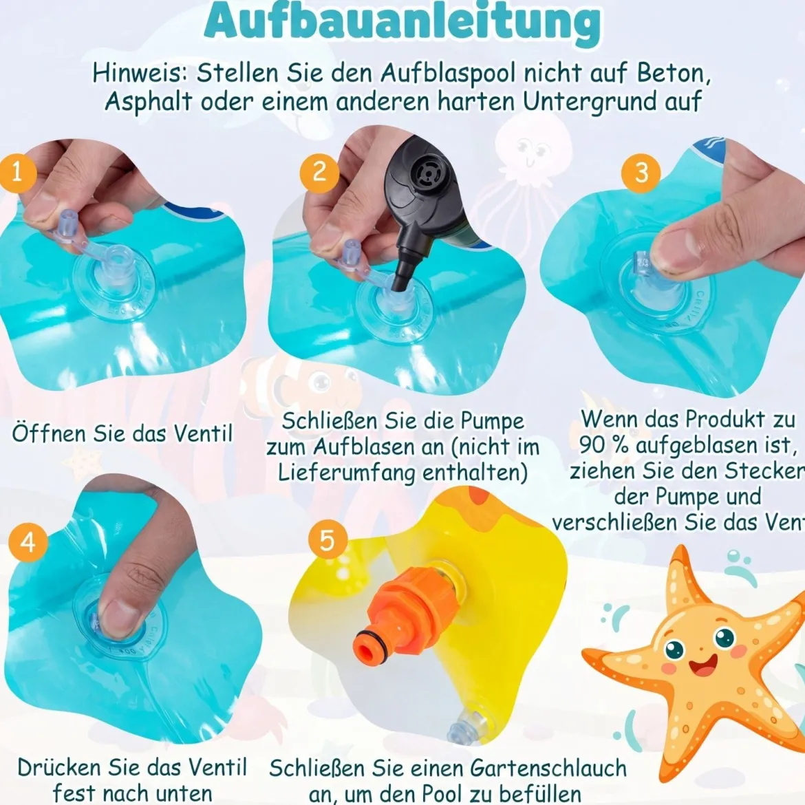 Aufblasbares Wasserspielcenter Planschbecken mit Rutsche & Wassersprinkler Kinder Play Center Poolrutsche 98 L