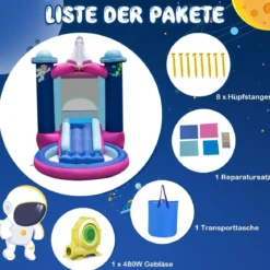 Aufblasbare Wasserrutsche für Kinder Hüpfburg-Center mit Gebläse 207 x 393 x 270 cm