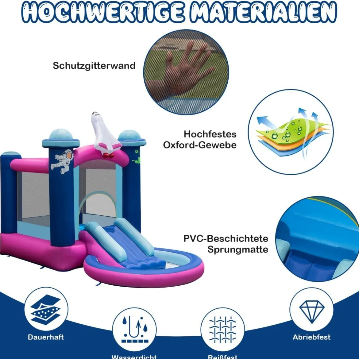 Aufblasbare Wasserrutsche für Kinder Hüpfburg-Center mit Gebläse 207 x 393 x 270 cm