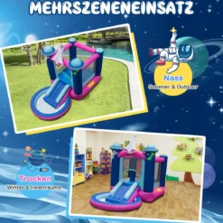 Aufblasbare Wasserrutsche für Kinder Hüpfburg-Center mit Gebläse 207 x 393 x 270 cm