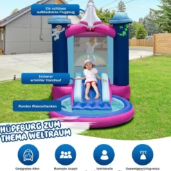 Aufblasbare Wasserrutsche für Kinder Hüpfburg-Center mit Gebläse 207 x 393 x 270 cm