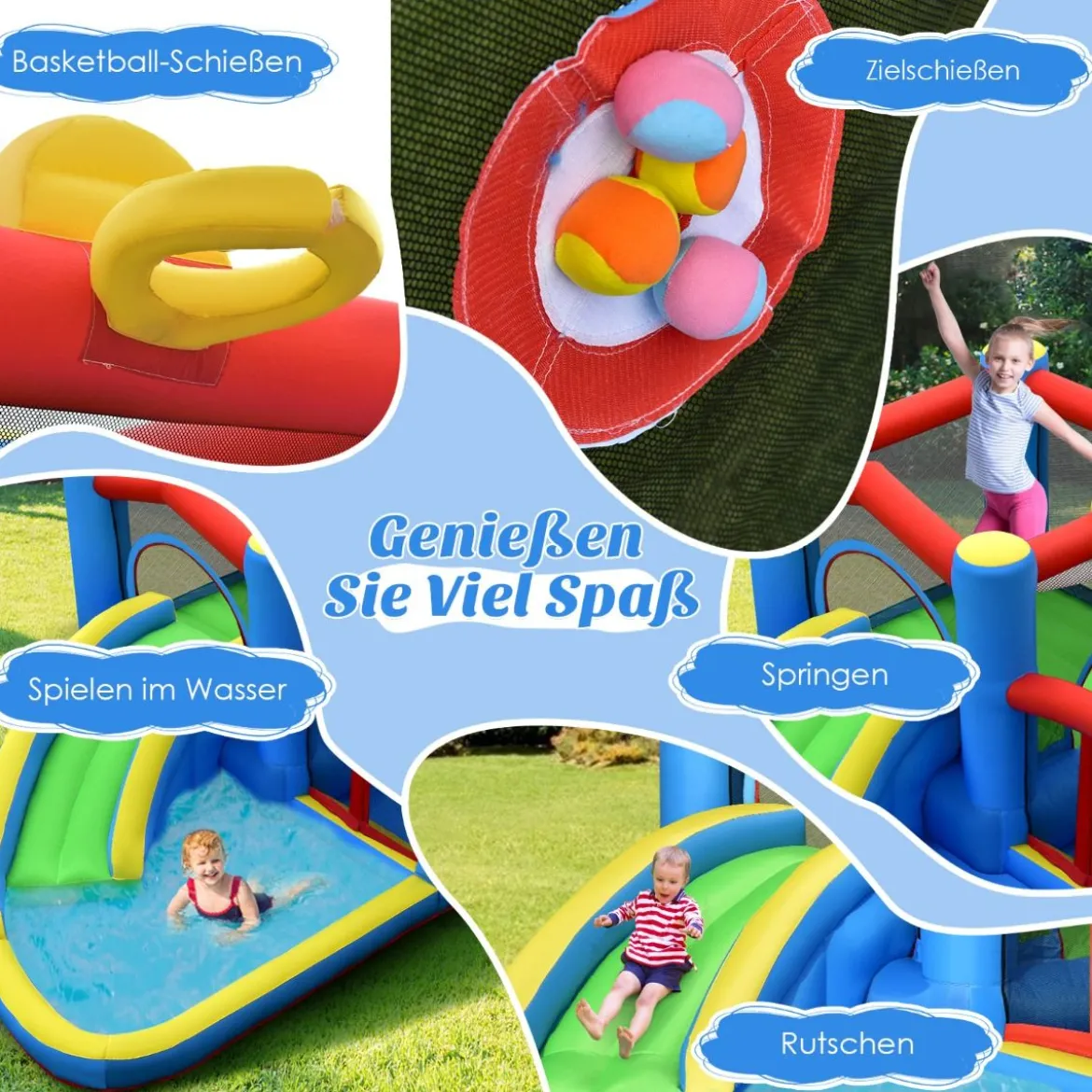 Aufblasbare Wasserrutsche Hinterhof-Wasserpark für Kleinkinder 410 x 310 x 191 cm Bunt