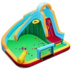 Aufblasbare Wasserrutsche Hüpfburg mit Ozeanbällen Fußball Basketball Kletterwand (ohne Gebläse)