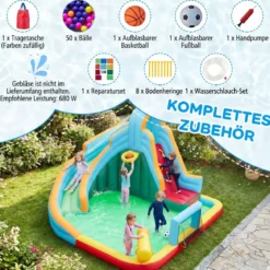 Aufblasbare Wasserrutsche Hüpfburg mit Ozeanbällen Fußball Basketball Kletterwand (ohne Gebläse)