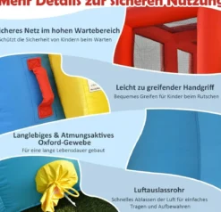 Aufblasbare Wasserrutsche mit Doppelrutsche & Kletterwand & Basketballkorb Hüpfburg Outdoor Wasserpark