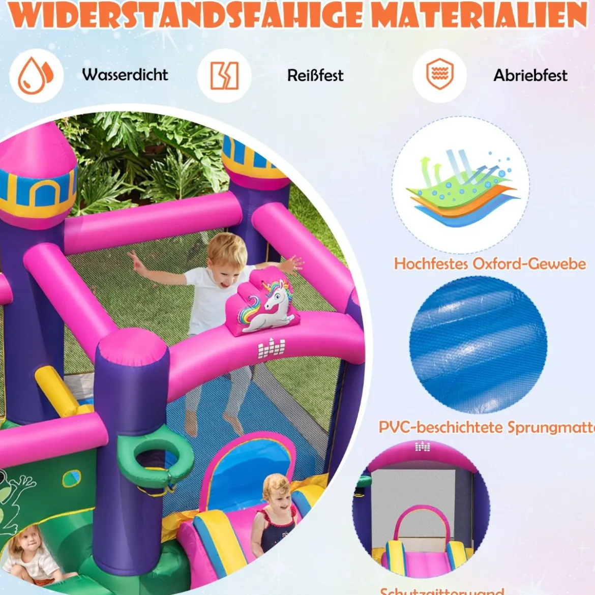 Aufblasbare Wasserrutsche mit Planschbecken Tragbarer Rutschen-Hüpfburg 327 x 392 x 270 cm