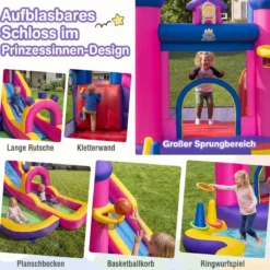 Aufblasbare Wasserrutsche Prinzessin Wasserpark mit langer Rutsche Sprungbereich (ohne Gebläse)