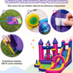 Aufblasbare Wasserrutsche Prinzessin Wasserpark mit langer Rutsche Sprungbereich (ohne Gebläse)