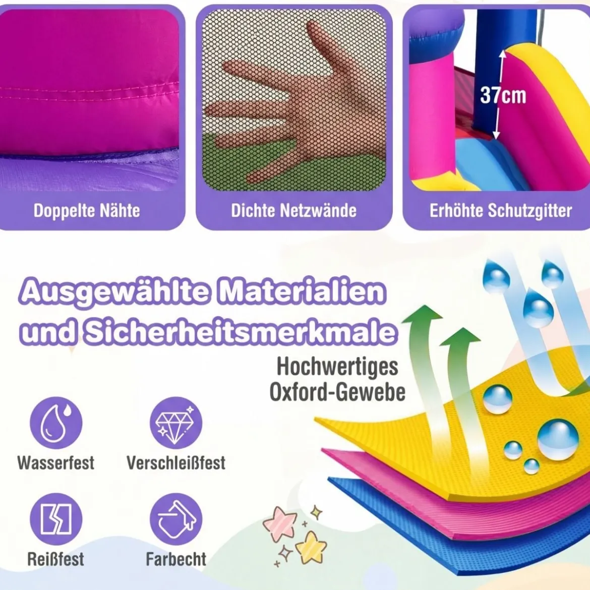 Aufblasbare Wasserrutsche Prinzessin Wasserpark mit langer Rutsche Sprungbereich (ohne Gebläse)