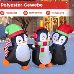 Aufblasbare Weihnachten Pinguin-Familie aufblasbare Festdekoration mit integrierten LED-Lichtern Mehrfarbig