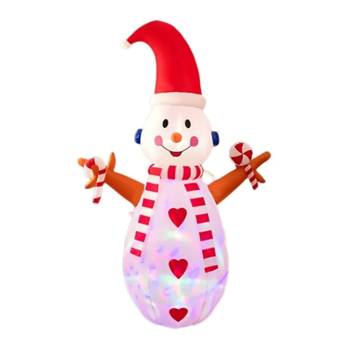 Aufblasbare Weihnachtsdekoration Schneemann mit Mehrfarbigen Rotierenden LED-Lichtern 240 cm