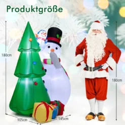 Aufblasbare Weihnachtsdekoration Weihnachtsbaum mit großem & kleinem Schneemann 145 x 105 x 180 cm