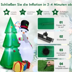 Aufblasbare Weihnachtsdekoration Weihnachtsbaum mit großem & kleinem Schneemann 145 x 105 x 180 cm