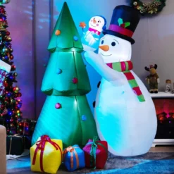 Aufblasbare Weihnachtsdekoration Weihnachtsbaum mit großem & kleinem Schneemann 145 x 105 x 180 cm