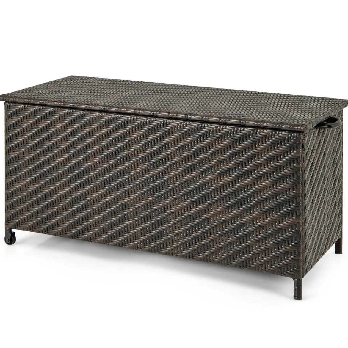 Auflagenbox mit Rollen & 320 L Kapazität Wasserdichte Kissenbox Polyrattan Aufbewahrungsbox
