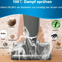 Aufrechter Staubsauger Leichtgewichtiger Dampfreiniger 1000W Dampfreiniger Staubsauger Dampfsauger Grau