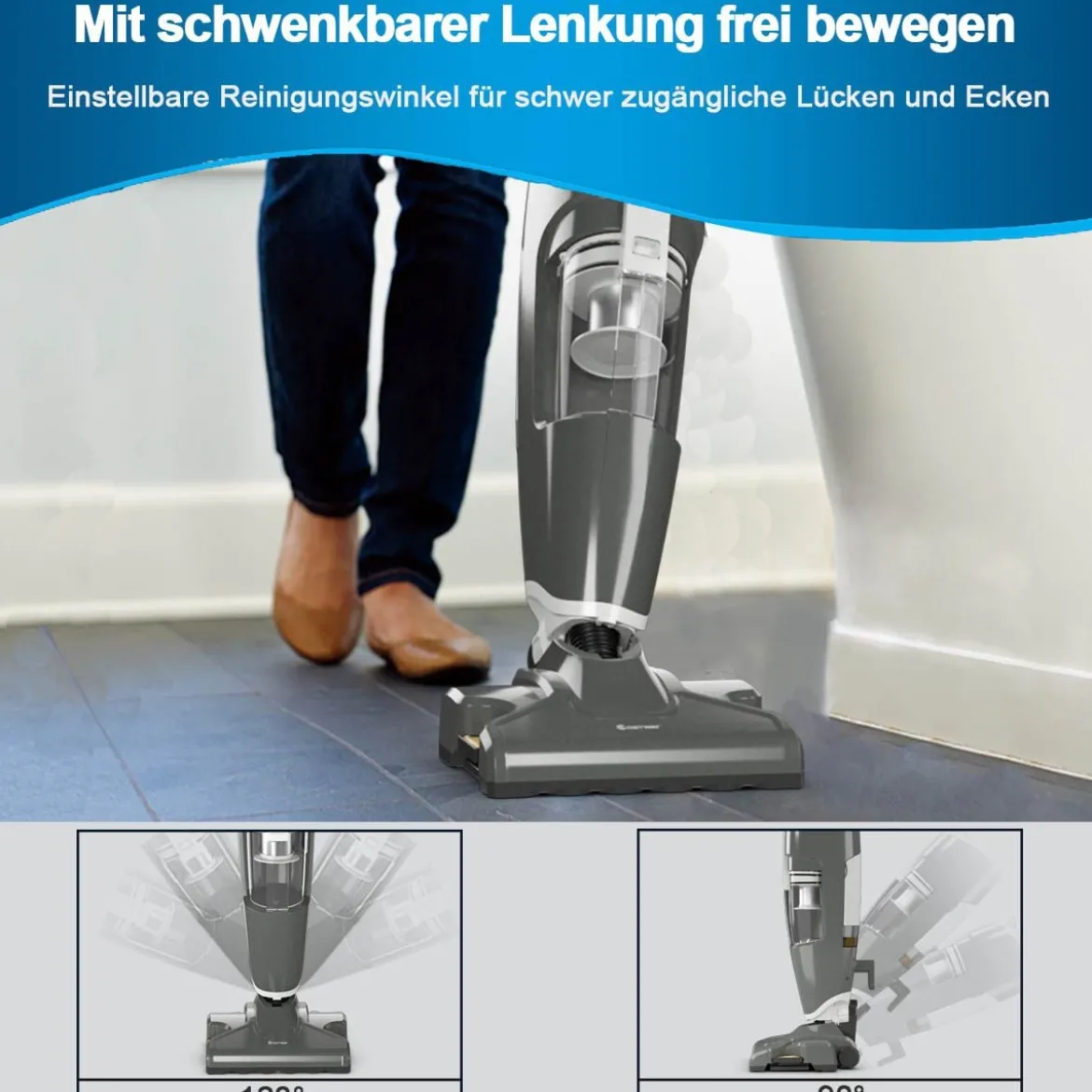 Aufrechter Staubsauger Leichtgewichtiger Dampfreiniger 1000W Dampfreiniger Staubsauger Dampfsauger Grau