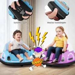 Aufsitz-Bumper-Car für Kleinkinder 12V elektrisches 360°-Spin-Auto-Spielzeug mit Fernbedienung Blau