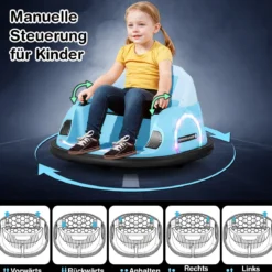 Aufsitz-Bumper-Car für Kleinkinder 12V elektrisches 360°-Spin-Auto-Spielzeug mit Fernbedienung Blau
