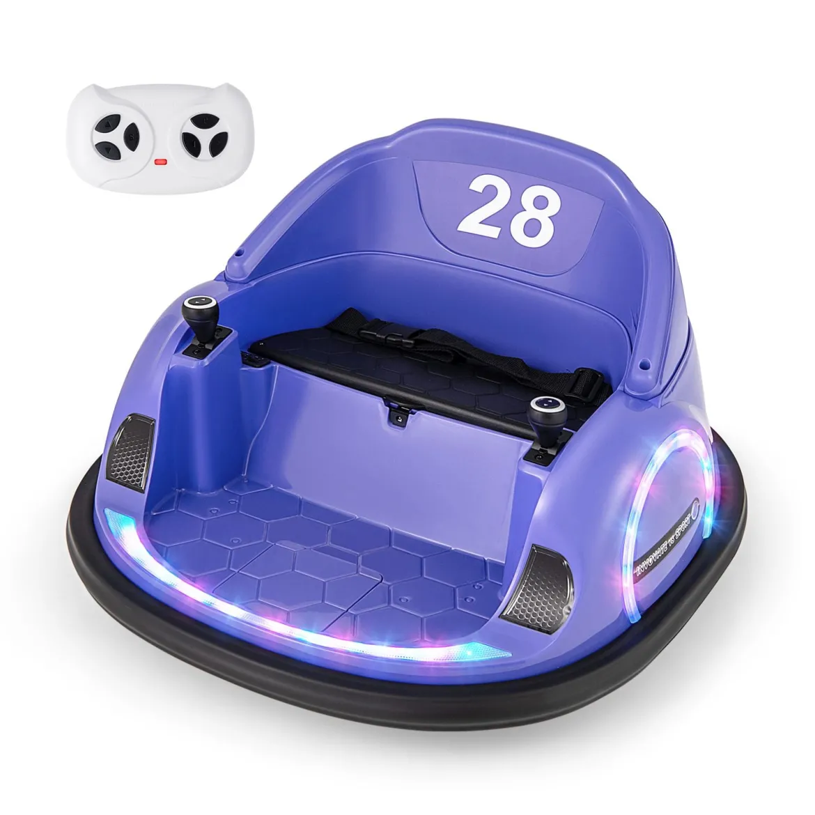 Aufsitz-Bumper-Car für Kleinkinder 12V elektrisches 360°-Spin-Auto-Spielzeug mit Fernbedienung Lila