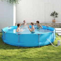 Aufstellpool 36 M x 76 CM Rund Außenrahmen mit Filterpumpe 6125 L Wasserkapazität Gartenpool für Erwachsene