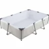 Aufstellpool Rechteckiger Großer Swimmingpool mit Filterpumpe Kartusche und Metallrahmen 300 cm x 207 cm x 66 cm Grau