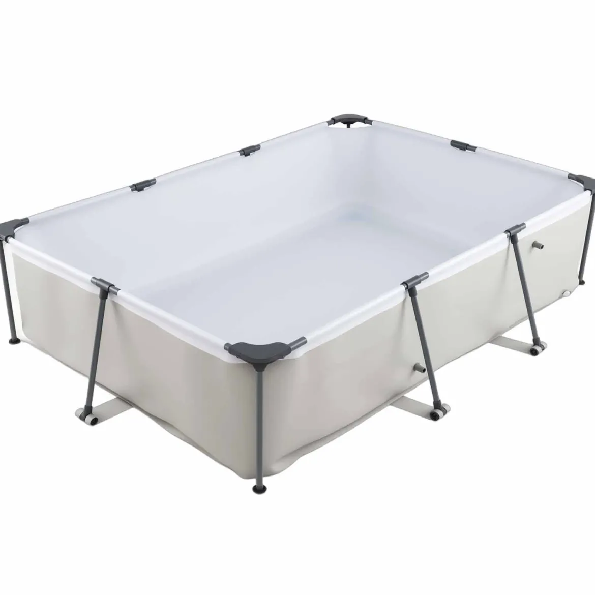 Aufstellpool Rechteckiger Großer Swimmingpool mit Filterpumpe Kartusche und Metallrahmen 300 cm x 207 cm x 66 cm Grau