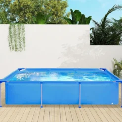 Aufstellpool Rechteckiges Schwimmbecken mit Filterpumpe Gartenschwimmbad Gartenpool Blau