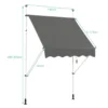 Ausfahrbarer Baldachin Sonnenschutz mit Kurbel höhenverstellbare Markise 150 x 120 cm Grau