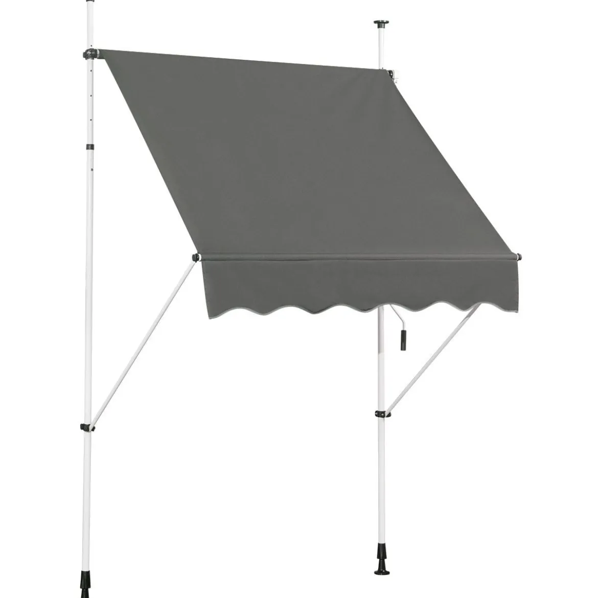 Ausfahrbarer Baldachin Sonnenschutz mit Kurbel höhenverstellbare Markise 150 x 120 cm Grau