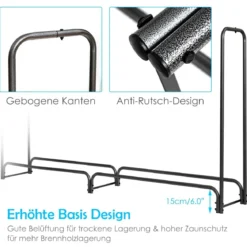 Aussen Metall Kaminholzregal mit Wasserdichter Abdeckung Brennholzregal 122,5 x 35,5 x 122,5 cm