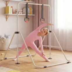 Ausziehbare Turnstange für Kinder 4-fach höhenverstellbare Reckstange mit stabilem Metallrahmen Beige