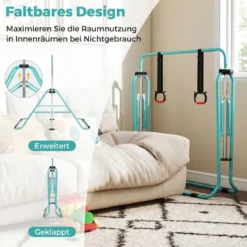 Ausziehbare Turnstange für Kinder 4-fach höhenverstellbare Reckstange mit stabilem Metallrahmen Mintgrün