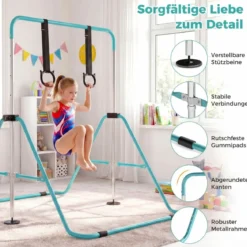Ausziehbare Turnstange für Kinder 4-fach höhenverstellbare Reckstange mit stabilem Metallrahmen Mintgrün