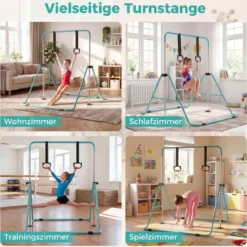 Ausziehbare Turnstange für Kinder 4-fach höhenverstellbare Reckstange mit stabilem Metallrahmen Mintgrün