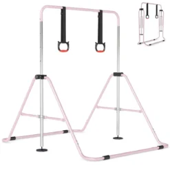 Ausziehbare Turnstange für Kinder 4-fach höhenverstellbare Reckstange mit stabilem Metallrahmen Rosa