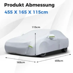 Auto Abdeckplane mit Reißverschluss & Tasche Wetterfeste Autoabdeckung 455 x 165 x 115 cm Silber