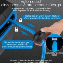 Automatische Druckluftschlauch-Aufrollvorrichtung mit 15 m Anschluss Schlauch Wandmontage-Kit