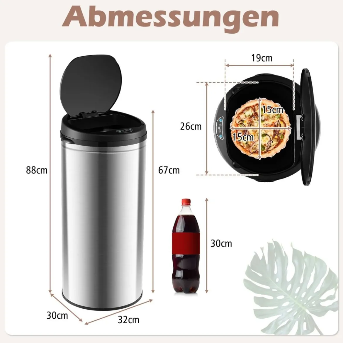 Automatischer Mülleimer mit 30 L Kapazität & Bewegungssensor berührungsloser Abfalleimer