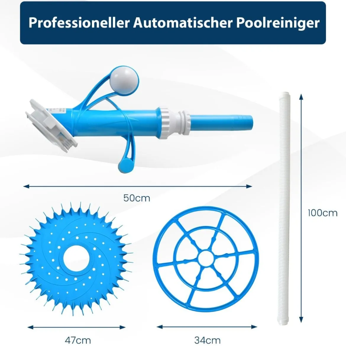 Automatischer Poolreiniger Kabellose Reinigungsmaschine für Pools 64 x 47 x 35 cm Blau