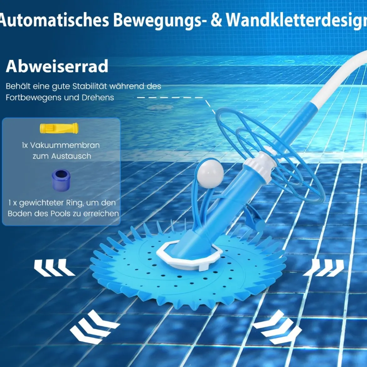 Automatischer Poolreiniger Kabellose Reinigungsmaschine für Pools 64 x 47 x 35 cm Blau