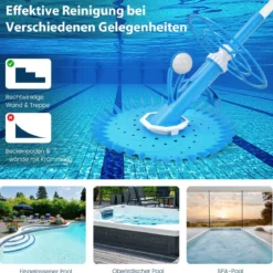 Automatischer Poolreiniger Kabellose Reinigungsmaschine für Pools 64 x 47 x 35 cm Blau